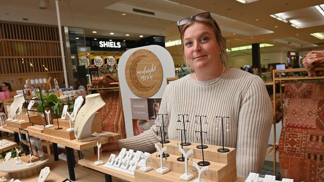 Molly Boyle, 26 at her Midnight Moon pop up store – she had her security cameras stolen. Picture: Keryn Stevens