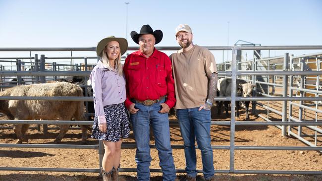 Mount Isa Rodeo 2024 - Jess Eva, Randall Spann and ElliottLovejoy at the Mount Isa Rodeo. Picture by Luke Marsden.