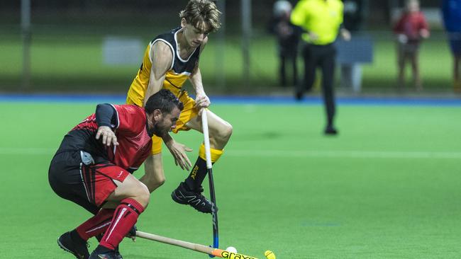 Rockhampton player Luke Brighton (left) and Matt Wallace of Sunshine Coast. Picture: Kevin Farmer