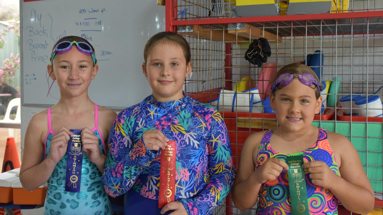 Sophia Pettiford, Abigail Geraghty and Naomi Ratcliffe after the 25m breaststroke.