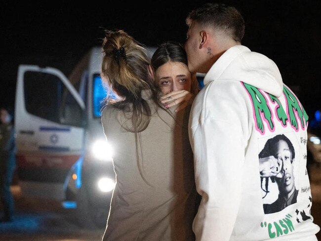 Mia Shem reunites with her mother and brother after being released by Hamas. Picture: Supplied