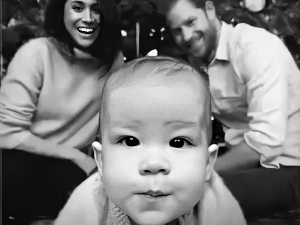 Prince Harry, Meghan and Archie in their 2019 Christmas card. Picture: Twitter