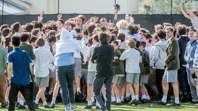 Trinity students protest earlier today. Picture: Jake Nowakowski