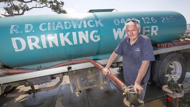 Liquid asset: Business is booming for water carrier Rodney Chadwick from Woodbridge in the state’s South. Picture: Chris Kidd