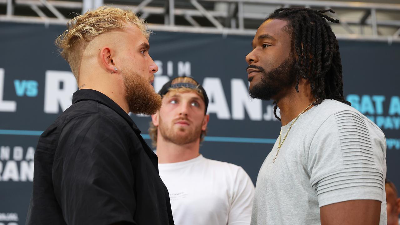 NEW YORK, NEW YORK - JULY 12: Jake Paul and Hasim Rahman face-off during a press conference at Madison Square Garden on July 12, 2022 in New York City. (Photo by Mike Stobe/Getty Images)