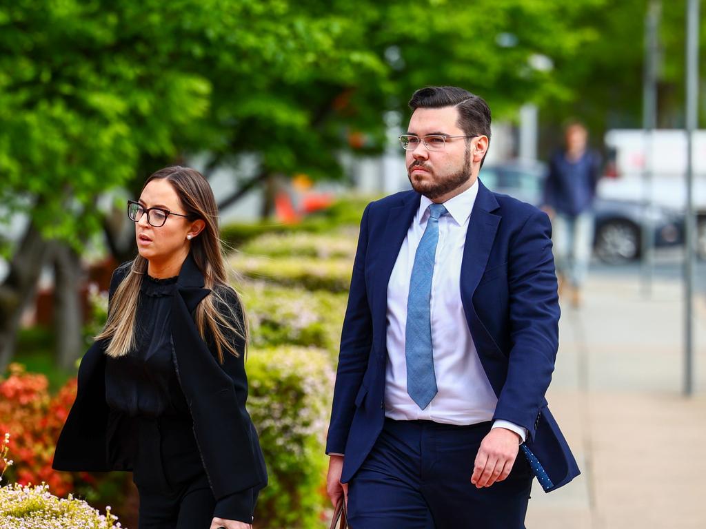 Bruce Lehrmann arrives at court with his solicitor Rachel Fisher. He is accused of the sexual assault of former Liberal staffer Brittany Higgins. Picture: NCA NewsWire / Photox / Ben Appleton