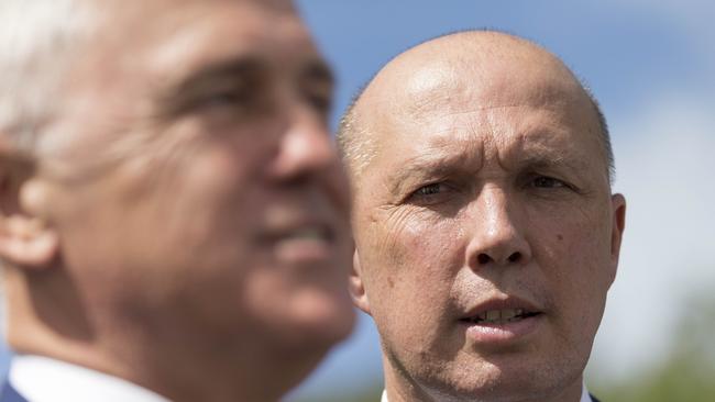 Peter Dutton (right) did not attend a dinner with Malcolm Turnbull on Sunday night. Picture: AAP Image/Glenn Hunt