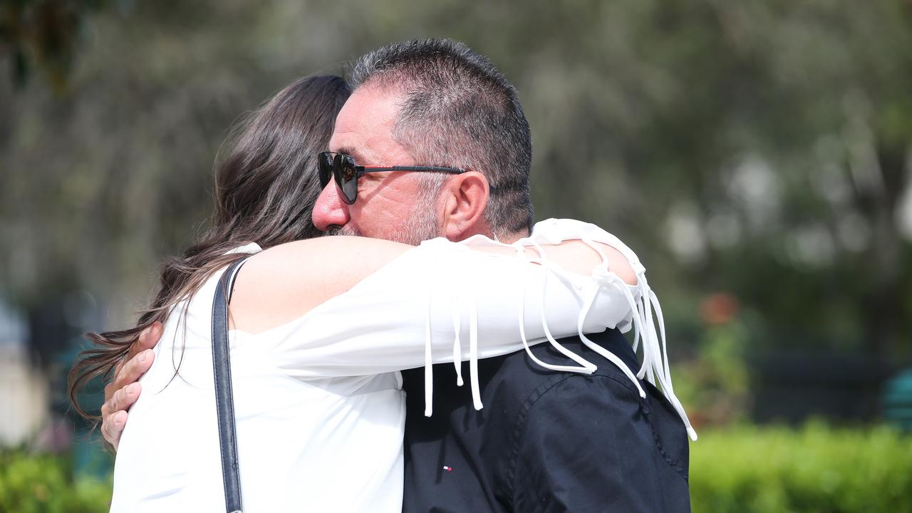 Godmother Martina Bekic of young Nicholas arrives and is greeted by Friends and family at the Funeral for Seaworld helicopter crash victim Vanessa Tadros at St John the Beloved Church, Mt Druitt. Picture NCA Newswire / Gaye Gerard