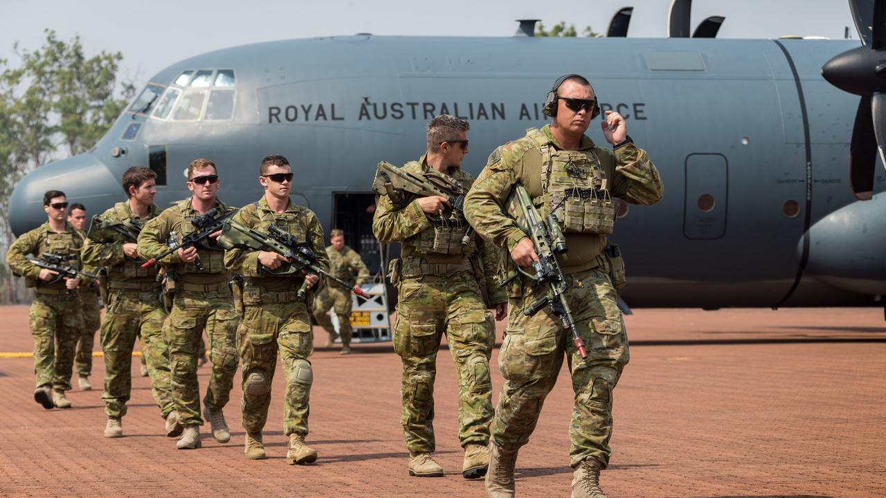 Australian troops from 1st Battalion, Royal Australian Regiment arriving at RAAF Base Scherger during an exercise. Picture: Defence