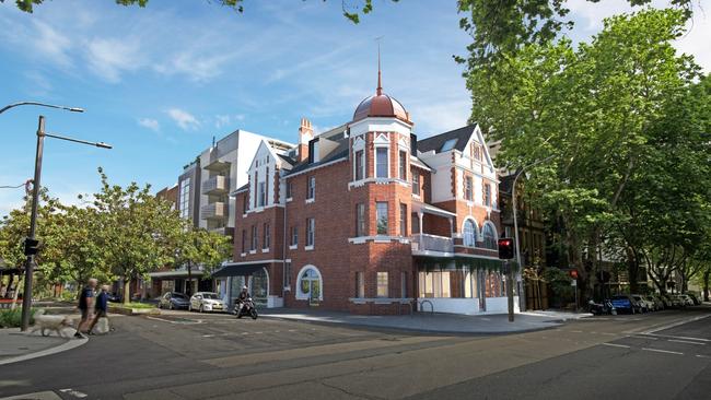 The fate of a landmark building at 61-63 Macleay St, Potts Point, formerly belonging to Merivale CEO Justin Hemmes has been revealed in $9m development plans. Picture: Base3D