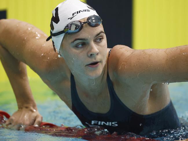 MELBOURNE, AUSTRALIA - JUNE 15: Shayna Jack of Australia looks on after winning the Women's 200m Freestyle B Final during day three of the Australian 2023 World Swimming Championship Trials at Melbourne Sports and Aquatic Centre on June 15, 2023 in Melbourne, Australia. (Photo by Daniel Pockett/Getty Images)