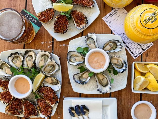 Beer and oysters at White Sands Bistro at Soldiers Point Bowling Club. Picture: Jenifer Jagielski