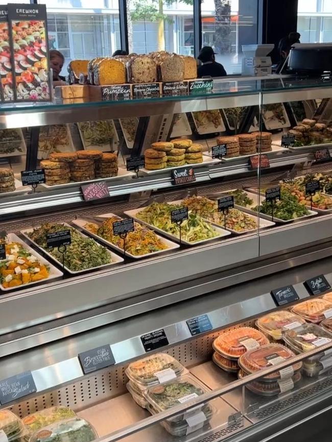 Its hot bar serves an array of organic proteins and salads. Picture: News.com.au