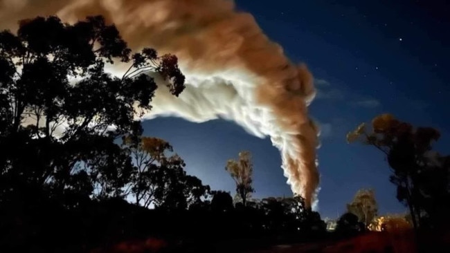 Smoke billowed from the Grosvenor mine as workers were evacuated and sent home until further notice.