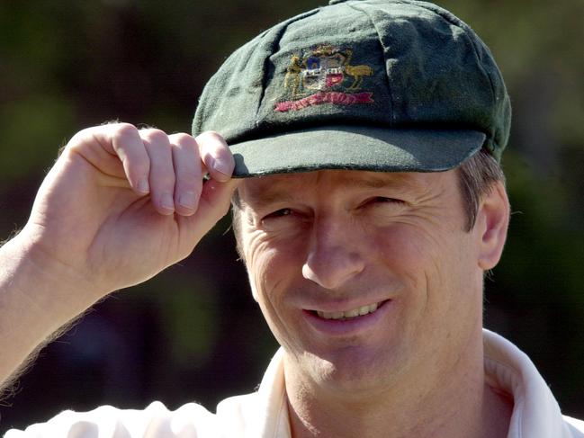 May 21, 2001: Australian captain Steve Waugh wearing his threadbare Baggy Green cap during visit to his former ground Bankstown Oval. PicTracee/Lea. Cricket P/ sport headshot