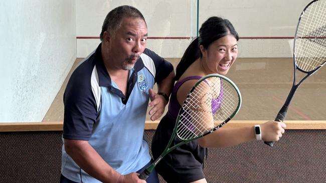 Polly Mok and her dad Jason before her Functional Neurological Disorder diagnosis. Picture: Supplied
