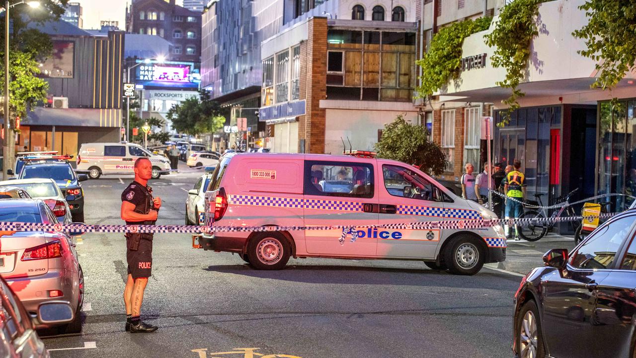 A section of Alfred Street, Fortitude Valley, was closed for a few hours while police investigated. Picture: Richard Walker