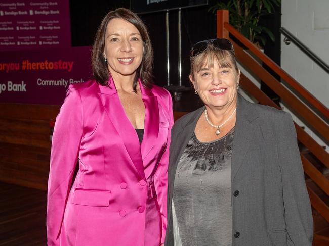 Belinda Hassan and Alison Jones at the Community Bank Sarina celebration of community dinner, Bob Wood Cultural Hall, Sarina. Picture: Michaela Harlow