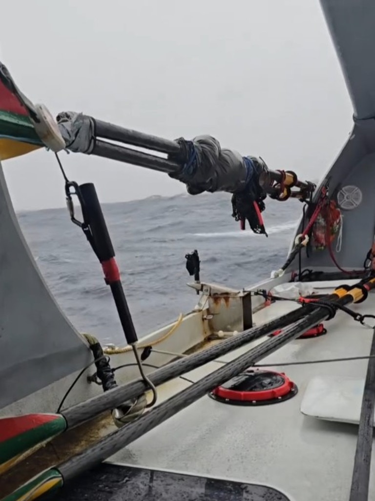 Mr Mockus shared clips of the rough seas he encountered on his 12,000km solo venture between San Diego and Brisbane. Picture: Instagram