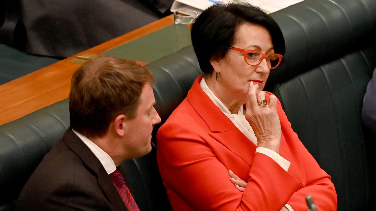 Former deputy premier Vickie Chapman pictured in the lower house in Parliament House with fellow Liberal MP Josh Teague in May 2022. Picture: NCA NewsWire / Naomi Jellicoe