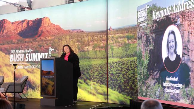 Gina Rinehart delivers the keynote address at The Australian’s Bush Summit.