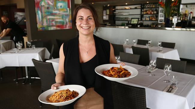 Piccolo Cucina restaurant manager Jolene Aiello serves delicious dishes starring the restaurant’s fresh, handmade pasta. Picture: Brendan Radke