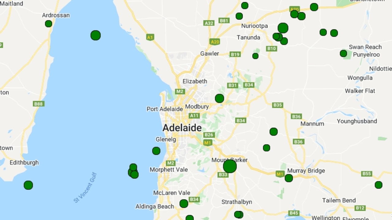 A map of earthquakes Seismological Association of Australia Inc has recorded in South Australia in recent times.