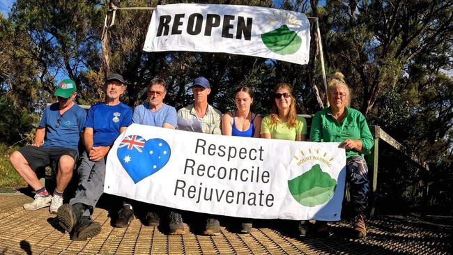 Some of the protesters who climbed Mount Warning on Australia Day.