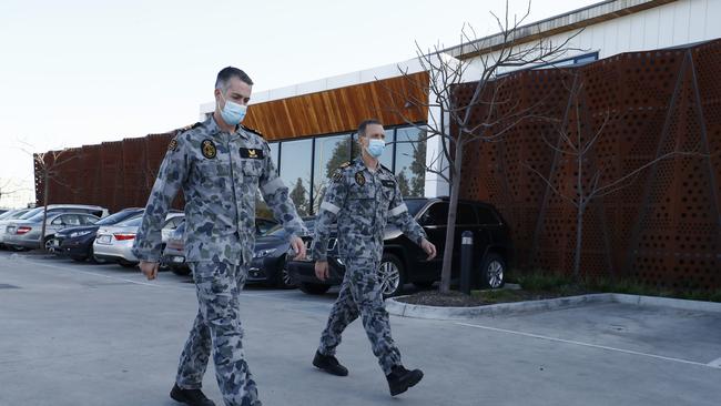 ADF personnel at Epping Gardens Aged Care in Melbourne. Picture: Getty