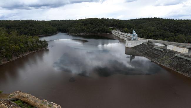 Warragamba Dam, in Sydney’s west, is close to full after a year of rain. Picture: Bianca De Marchi