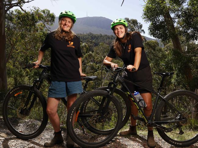 Zoe Exton business owner and Chane Terblanche tour guide of Tasmanian Mountain Bike Adventures who have been fully booked in recent weeks.  Picture: Nikki Davis-Jones