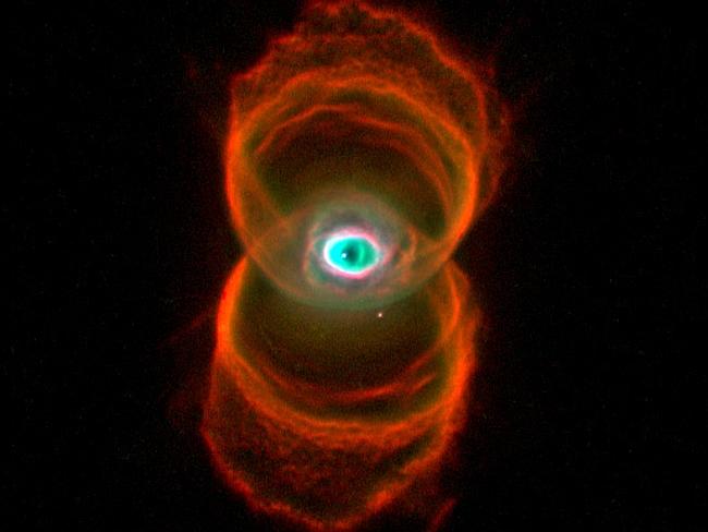 This is an image of MyCn18, a young planetary nebula located about 8,000 light-years away.