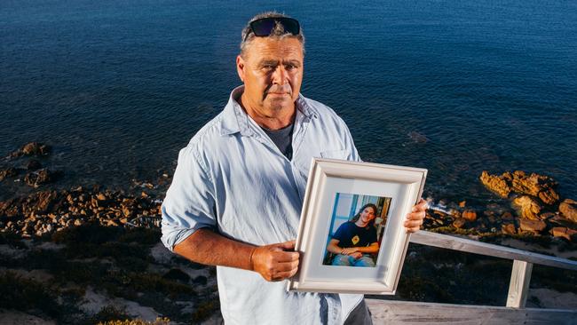 Port Lincoln father Adrian Ryan at Fishery Bay, where his son Paddy was learning to surf. Picture Robert Lang