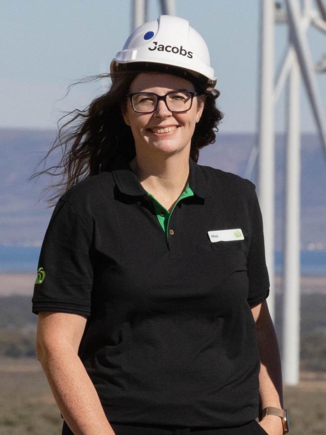 Woolworths Port Augusta store manager Melanie McHugh at Port Augusta Renewable Energy Park.