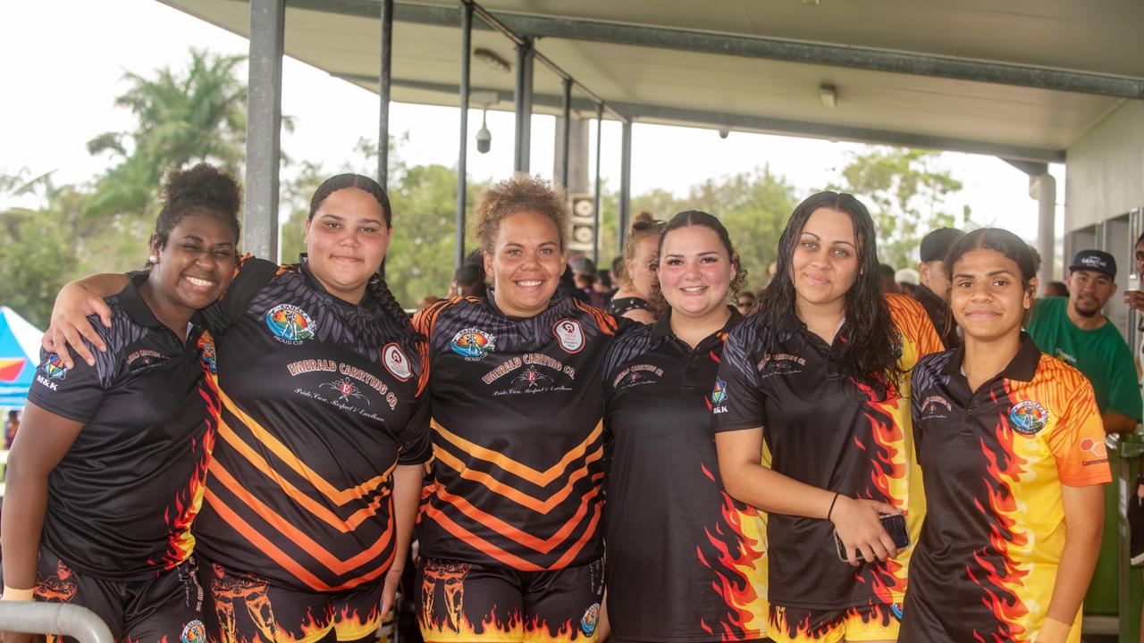 Annie Dow, Theresa Malayta, Hannah Geesu, Clarice Alcock, Abriana Jones and Liteeana Wilson-Larry at the Kanaka Proud Cup. Saturday 4 November 2023 Picture: Michaela Harlow