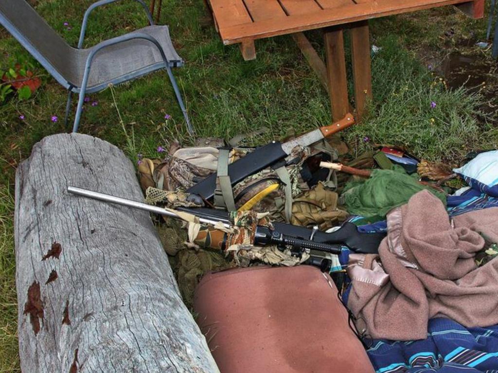 Some of the weapons found on the Train’s Wieambilla property after the massacre.