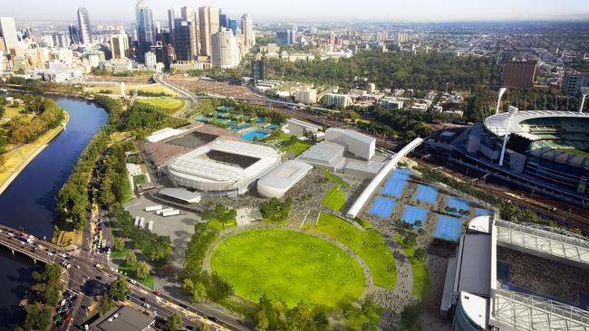 A revamped Melbourne Park precinct, which would host more events if the plans were approved.