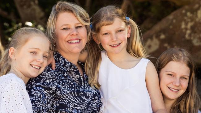 Manly Ward Northern Beaches councillor Sarah Grattan with her three daughters, Sophie, Madeleine and Amelie. Picture: GM Photographics