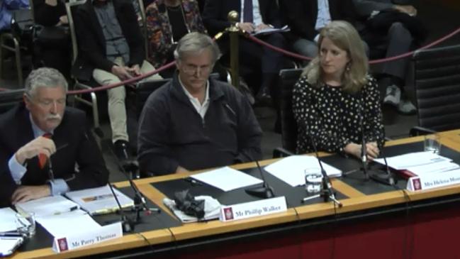 Parry Thomas, Phillip Walker and Helena Mooney at Northern Beaches Hospital Inquiry