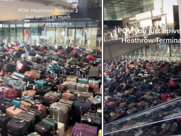 Luggage chaos at Heathrow Airport late last month.