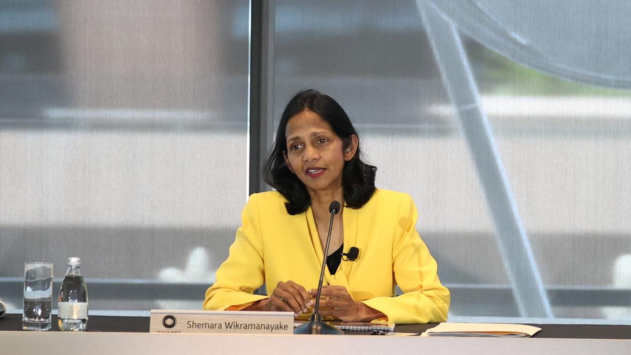 Macquarie Group CEO Shemara Wikramanayake delivering the group’s interim results on Friday. Picture: Supplied