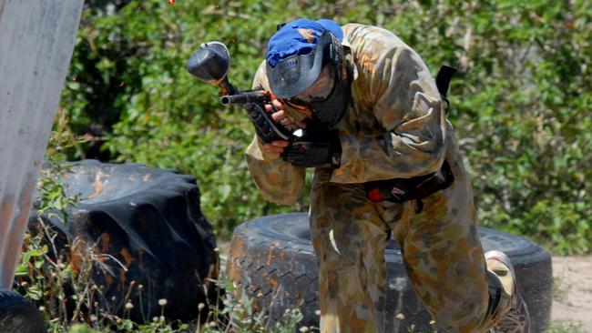 Paintball is a competitive team shooting sport in which players eliminate opponents from play by hitting them with spherical dye-filled gelatin capsules called paintballs that break upon impact.