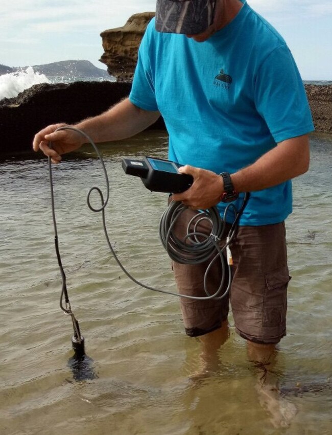 Testing water at Terrigal.