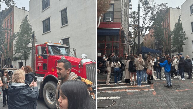 Left: Truck driver stops to pay his respects. Right: Fans gather outside Friends building in West Village. Source: Kidspot