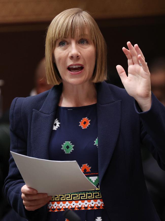 Minister for Transport, Jo Haylen during NSW Parliament Question Time. Picture: NCA NewsWire / David Swift