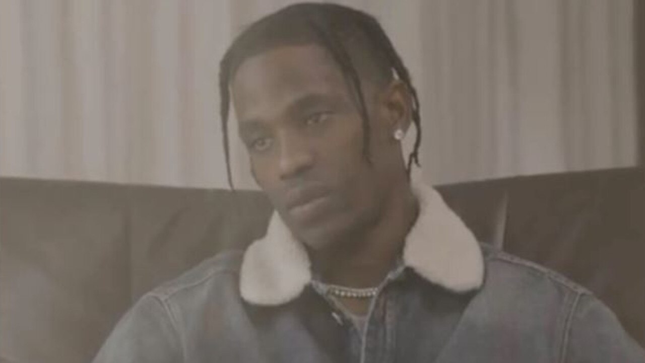 Travis Scott broke his silence on the Astroworld tragedy in a nearly one-hour-long interview with Charlamagne Tha God in December. Picture: YouTube