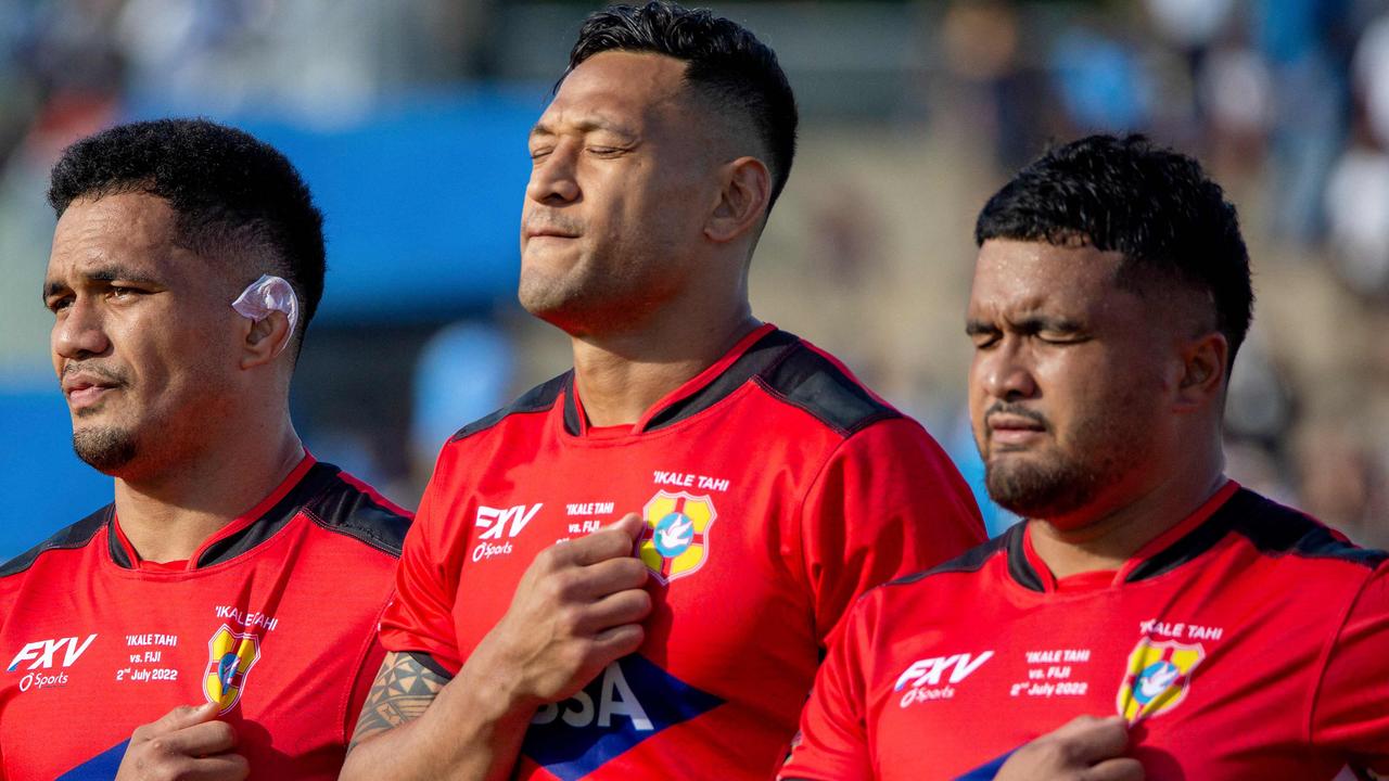 Israel Folau has switched his allegiance to Tonga. Picture: Leon Lord / AFP