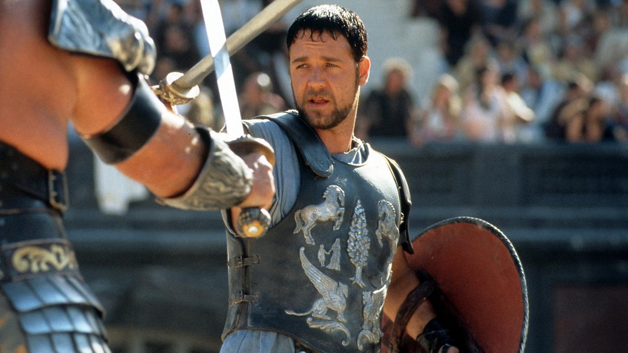 Russell Crowe facing off in Gladiator.