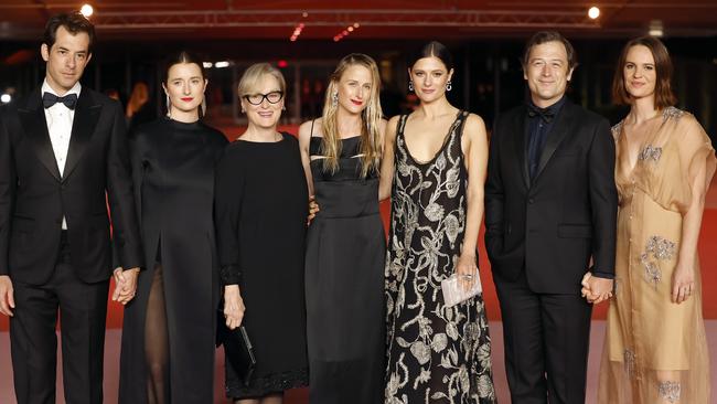 Mark Ronson, Grace Gummer, Mamie Gummer, Meryl Streep, Louise Jacobson, Henry Wolfe and Tamryn Storm Hawker at the Academy Museum Gala. Picture: Frazer Harrison/Getty Images