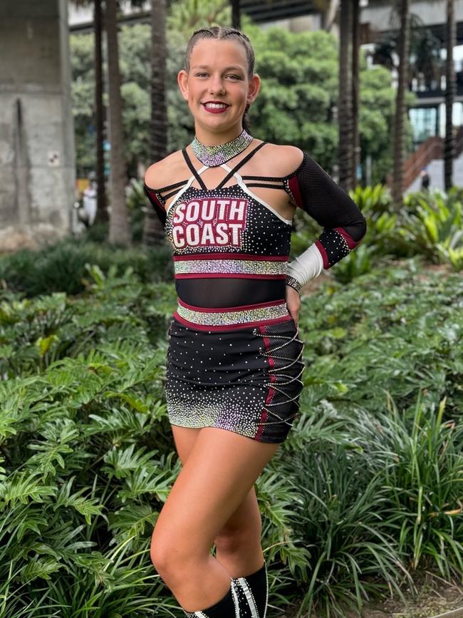 South Coast Elite cheerleader Matilda Hales, 15. Picture: Supplied